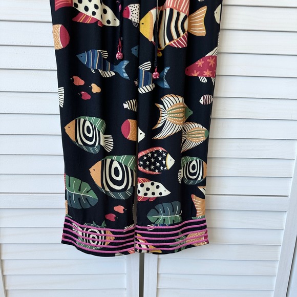 Farm Rio Anthropologie Sea Life Joggers Fish Print Pant Embroidered Petite S - Picture 3 of 11